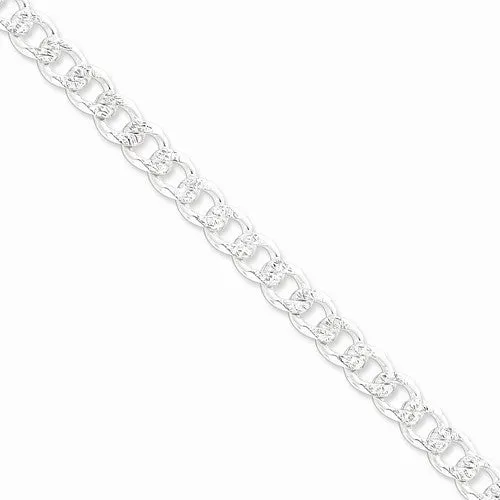 Sterling Silver Pave Curb Chain Anklet