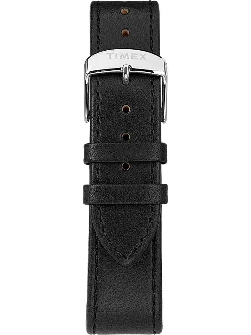 Timex Standard 40mm Leather Strap Watch Silver-Tone/Black TW2T20200VQ
