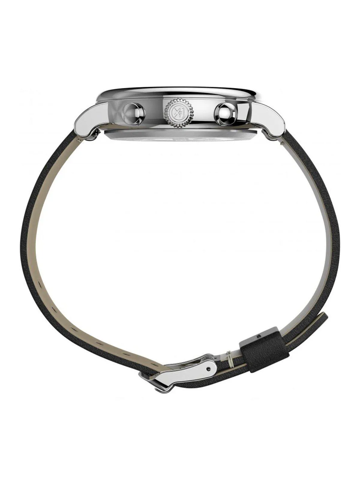 Timex Standard Chrono TW2T69100 41mm Silver Tone Black Leather Strap