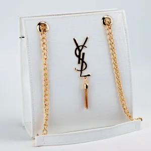 Tote Bag Gold Tassel Decor Chain Link Sleek Handbag