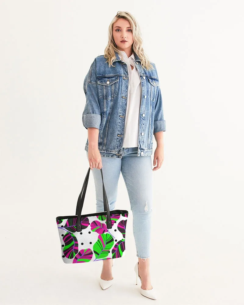 Tropical Leaves N Dots Tote Bag