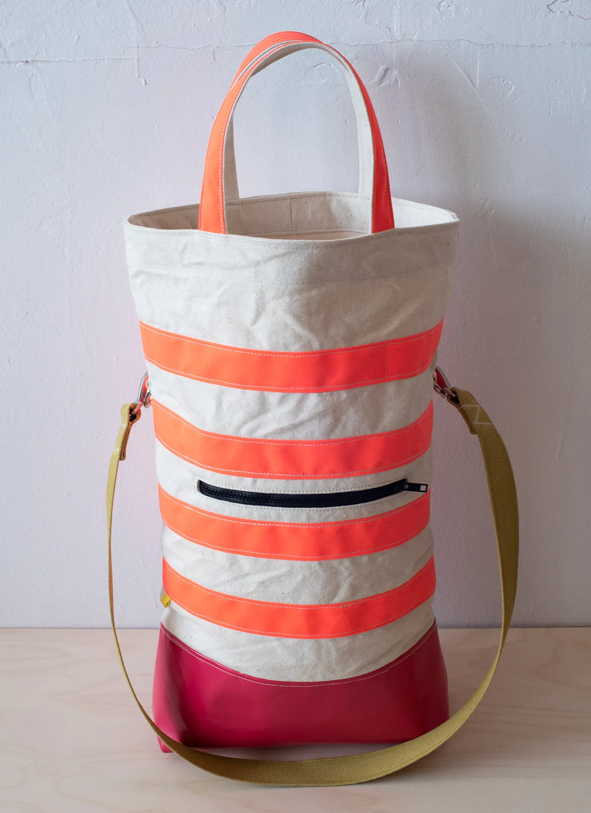 Urban Field Bag - Raspberry and Orange Striped
