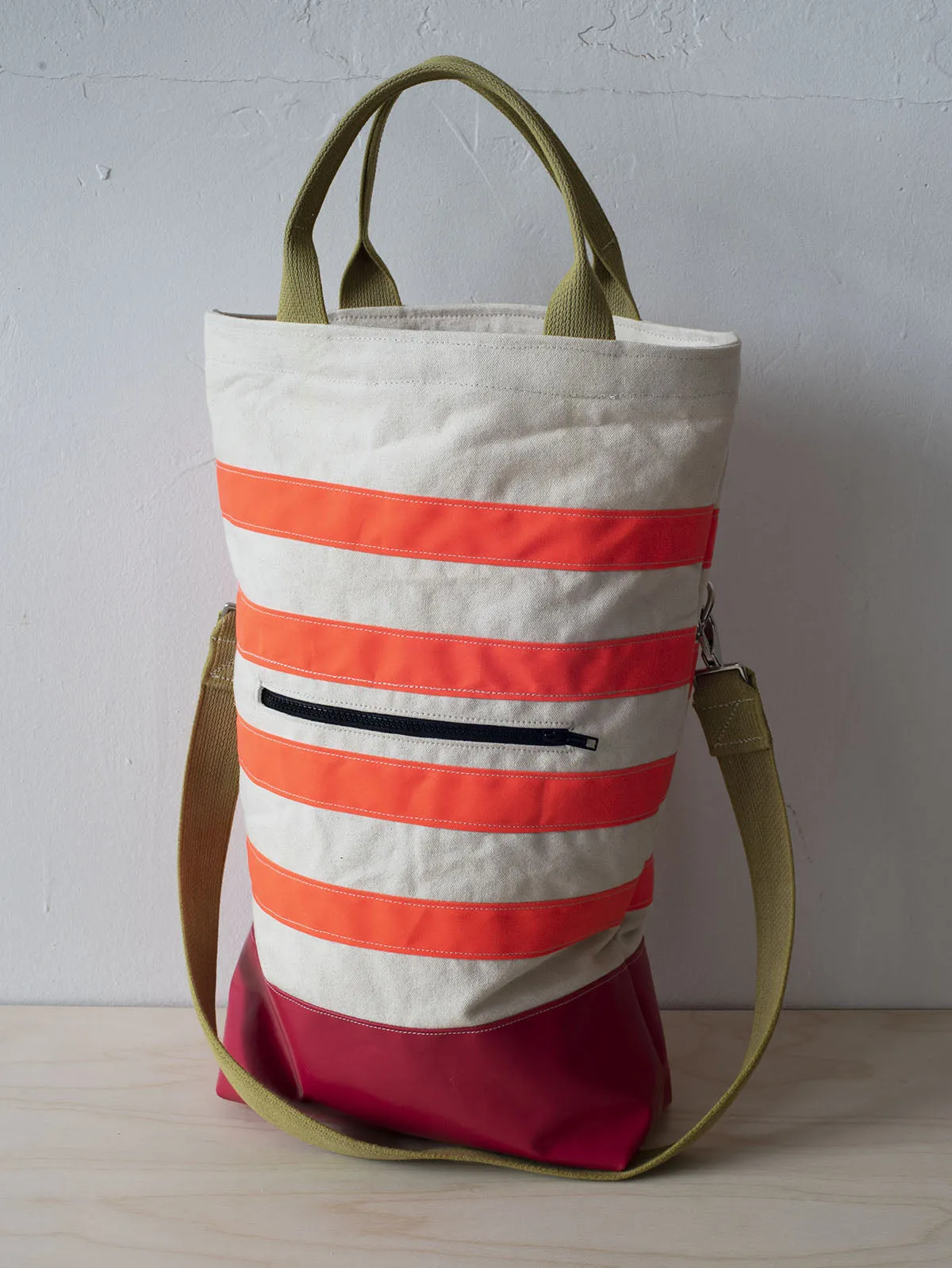 Urban Field Bag - Raspberry and Orange Striped