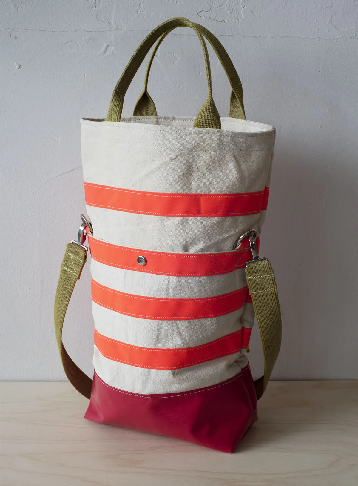 Urban Field Bag - Raspberry and Orange Striped