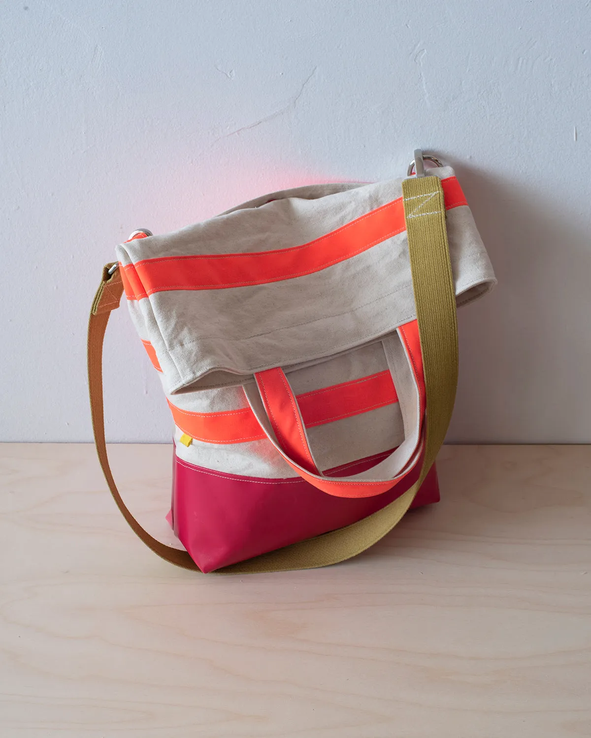 Urban Field Bag - Raspberry and Orange Striped