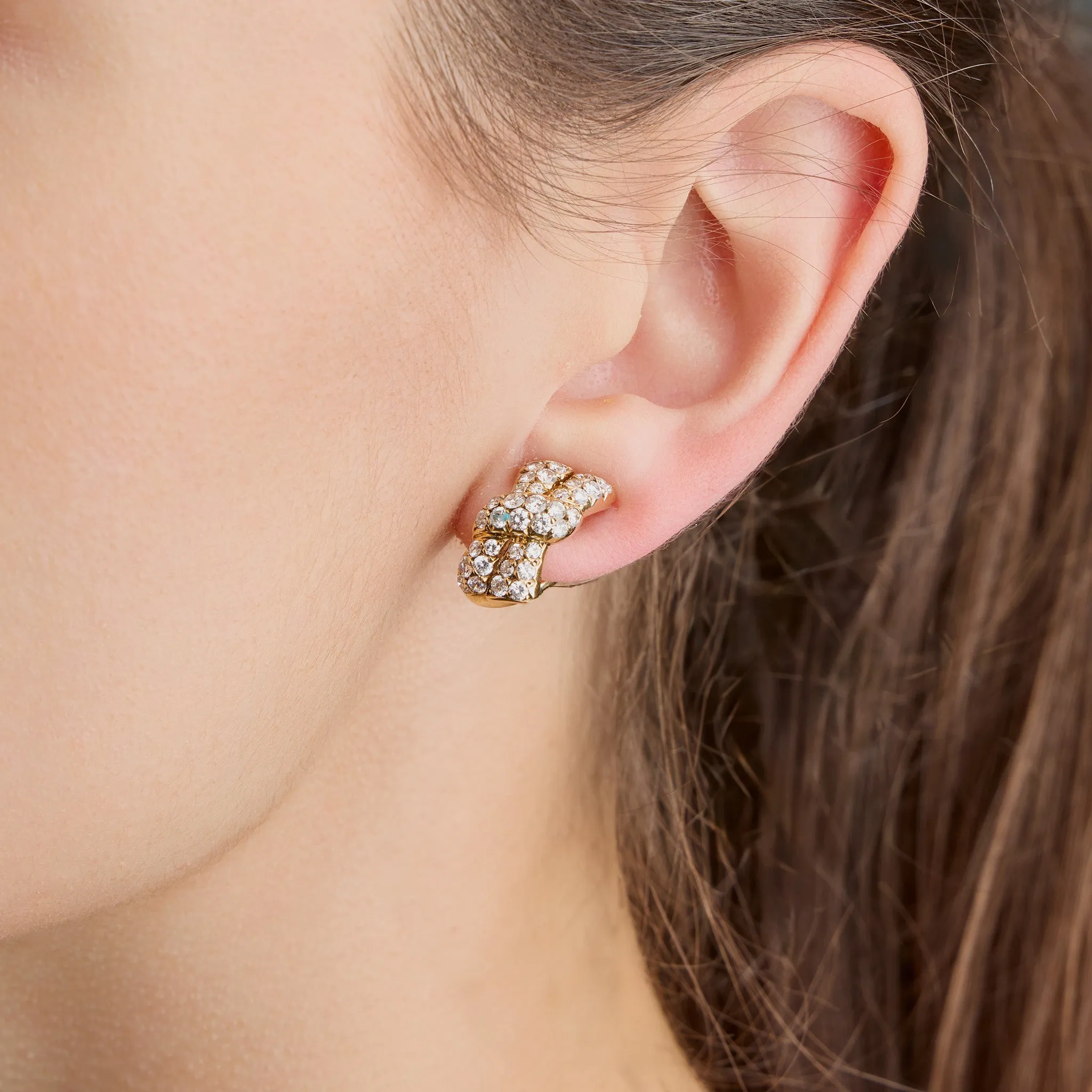 Van Cleef & Arpels Paris Diamond Clip Earrings
