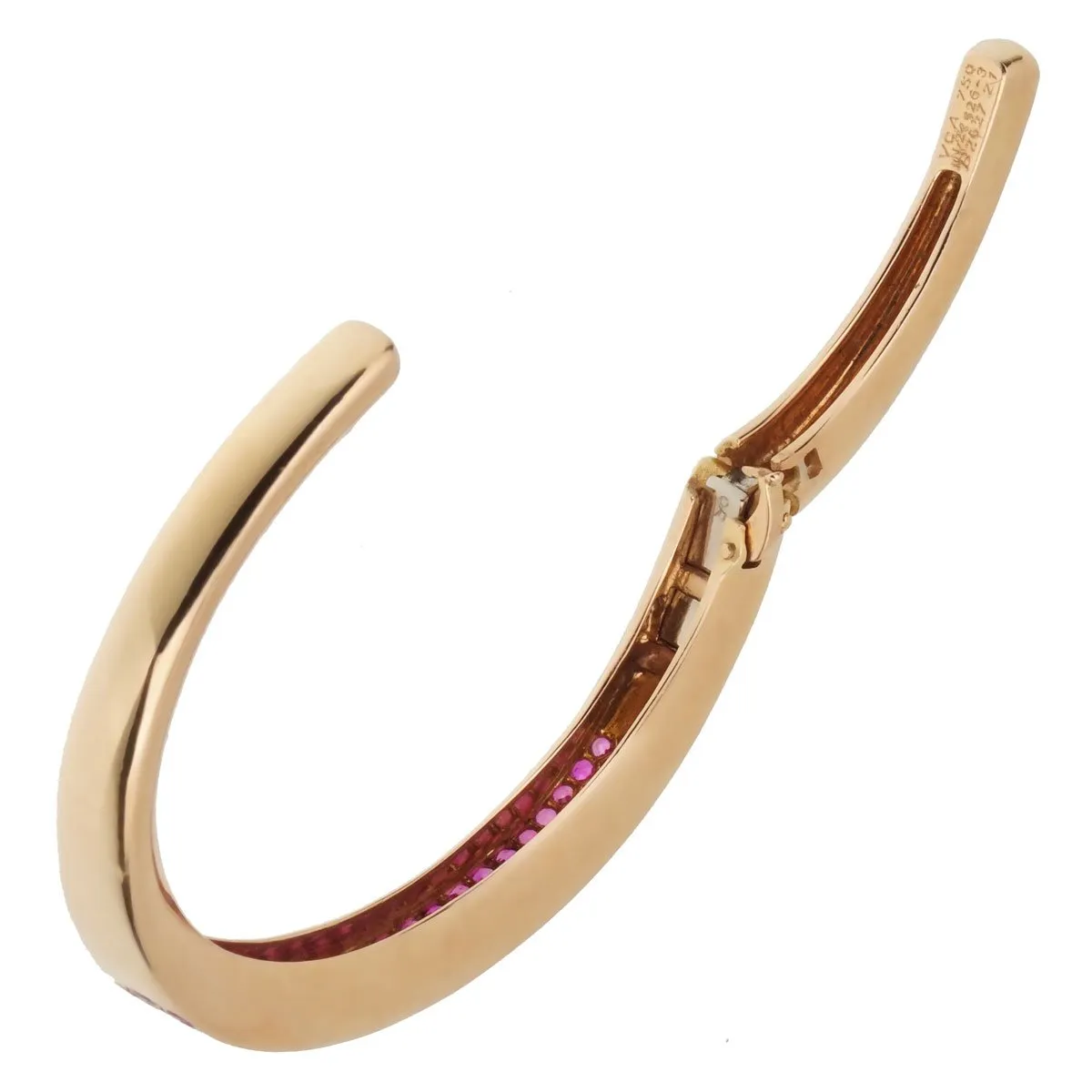 Van Cleef and Arpels Pink Sapphire Rose Gold Bangle