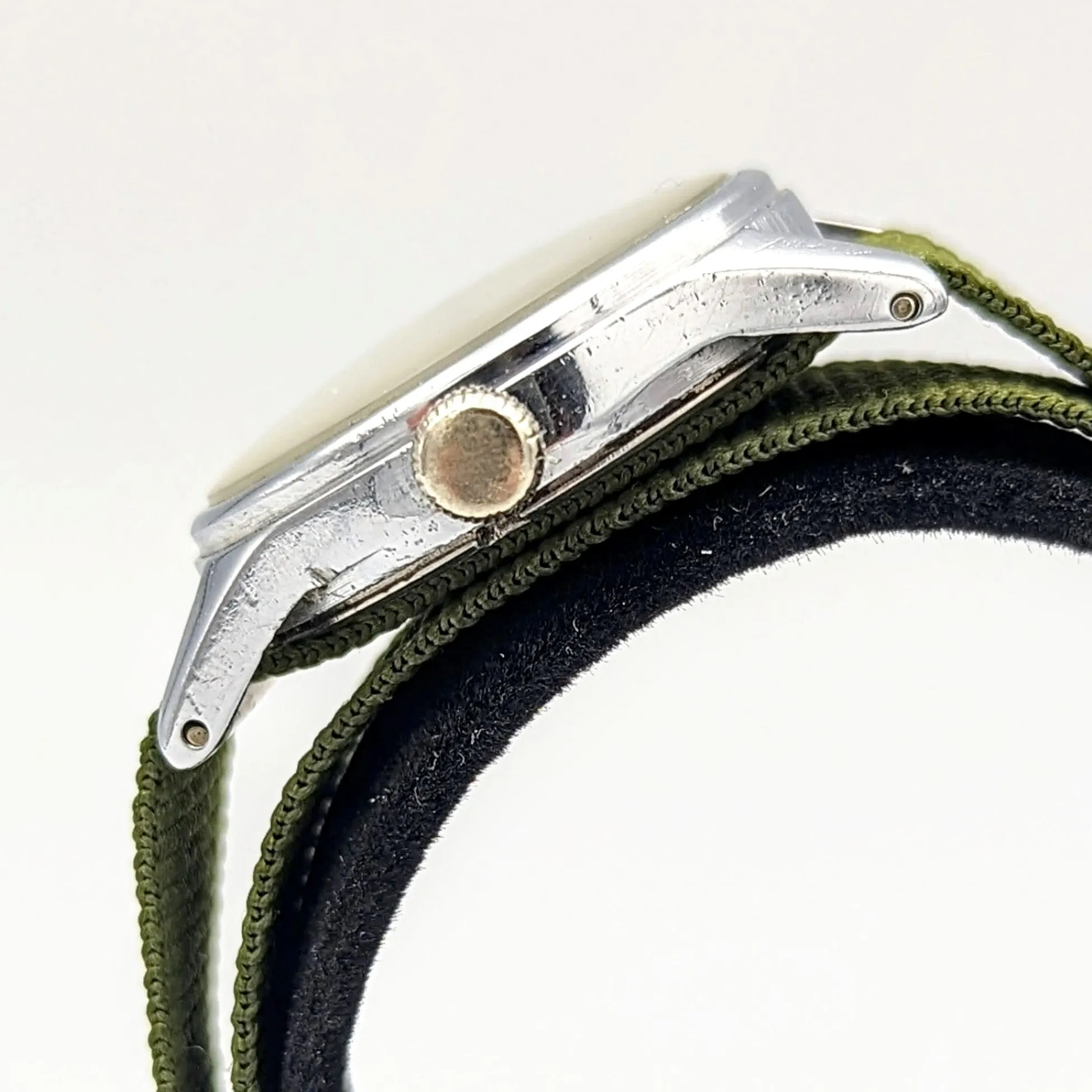 Vintage OLMA Wristwatch 1940s Military-Style Waterproof 24-hour Dial 15J Watch