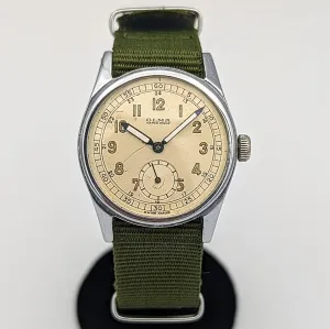 Vintage OLMA Wristwatch 1940s Military-Style Waterproof 24-hour Dial 15J Watch