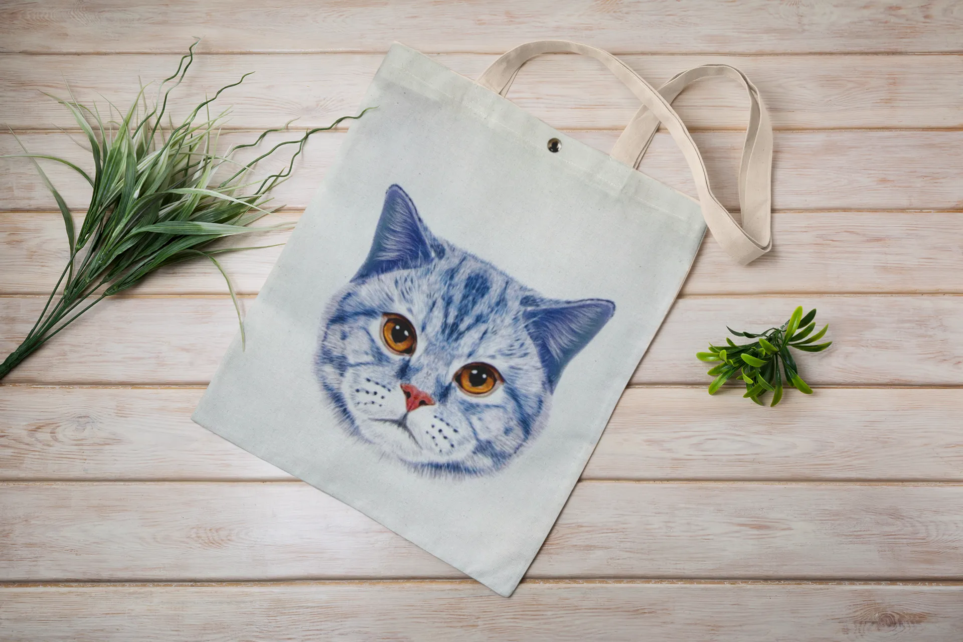White Cat Canvas Tote Bag