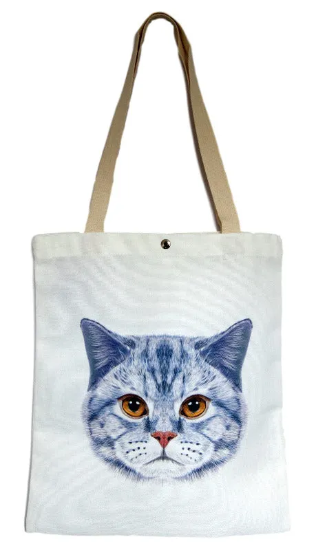 White Cat Canvas Tote Bag