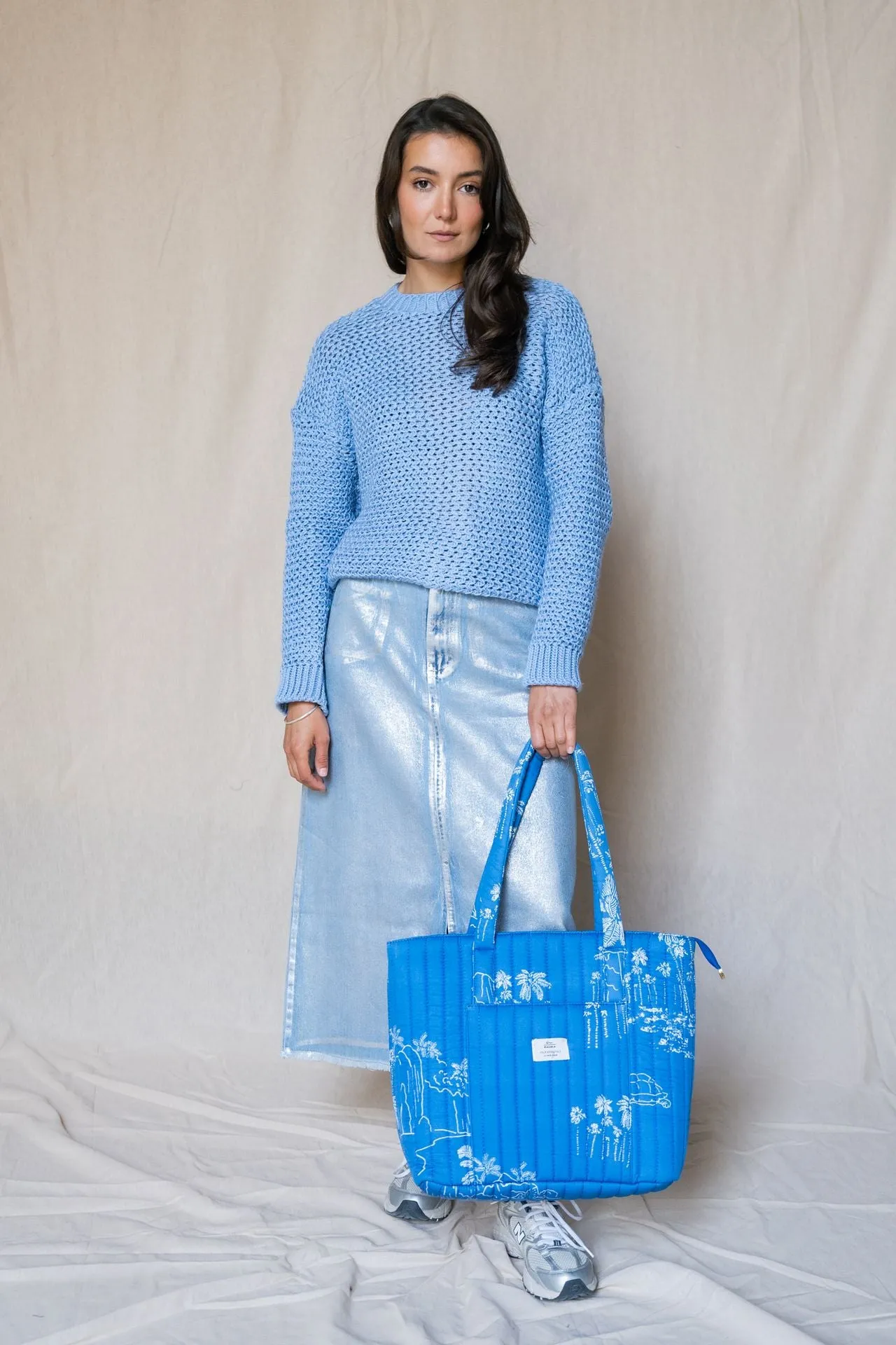 White Palms Quilted Tote Bag