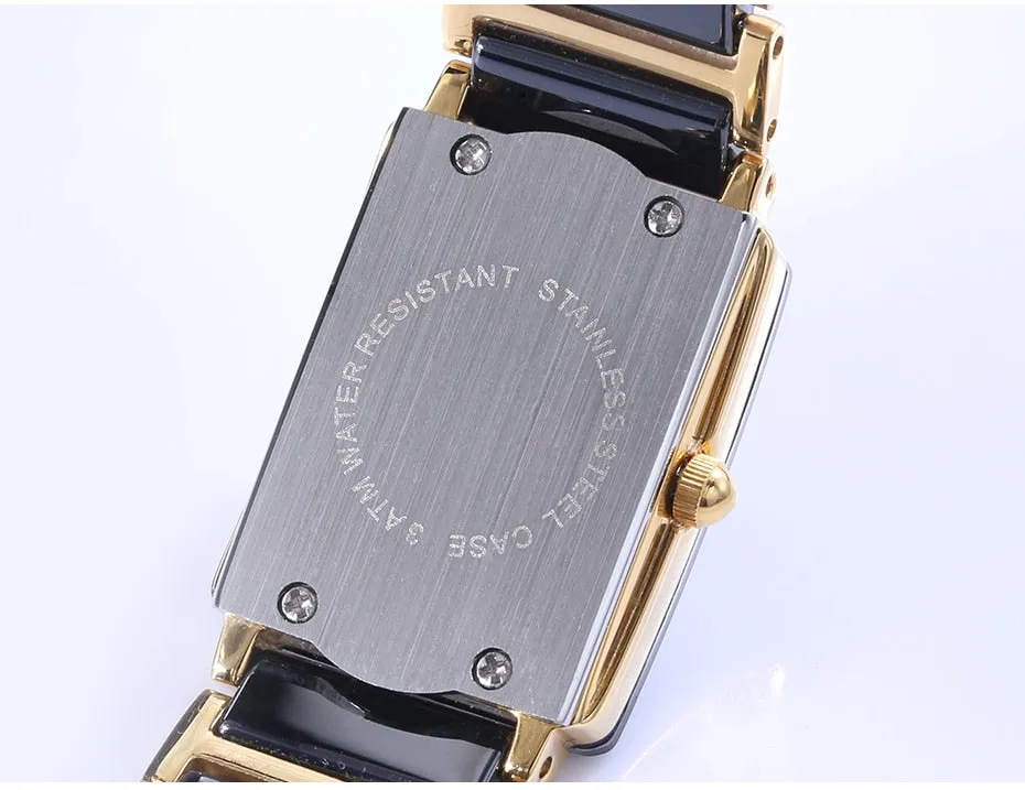 Women's Gold Bracelet Clasp Japan Quartz Stainless Steel Wristwatch