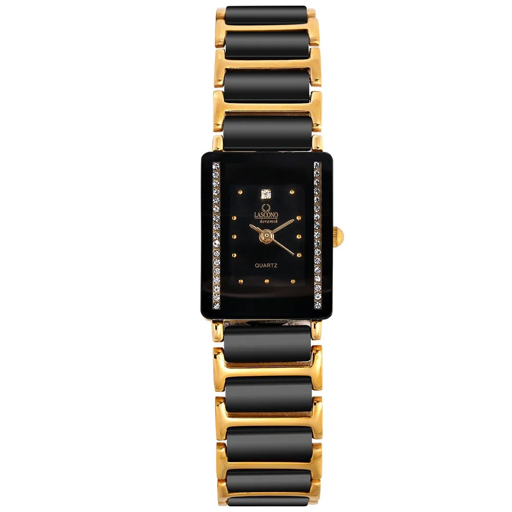 Women's Gold Bracelet Clasp Japan Quartz Stainless Steel Wristwatch