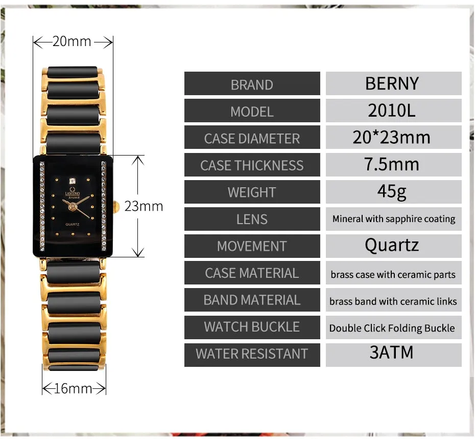 Women's Gold Bracelet Clasp Japan Quartz Stainless Steel Wristwatch