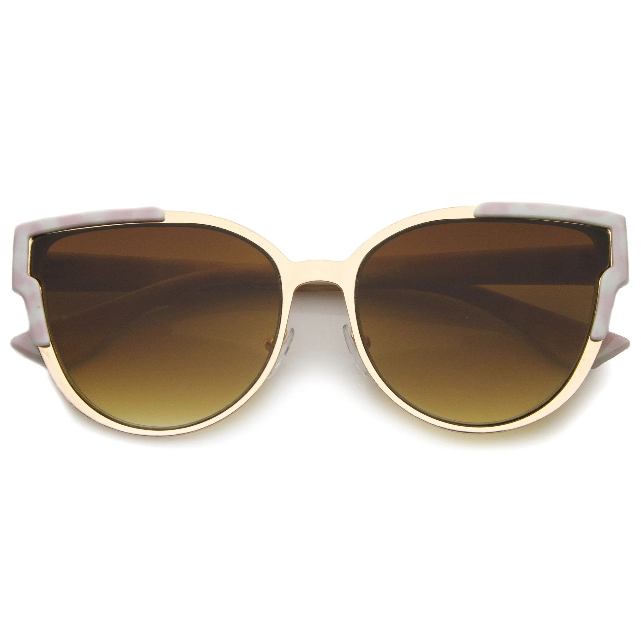 Women's Half Frame Flush Flat Lens Cat Eye Sunglasses A820