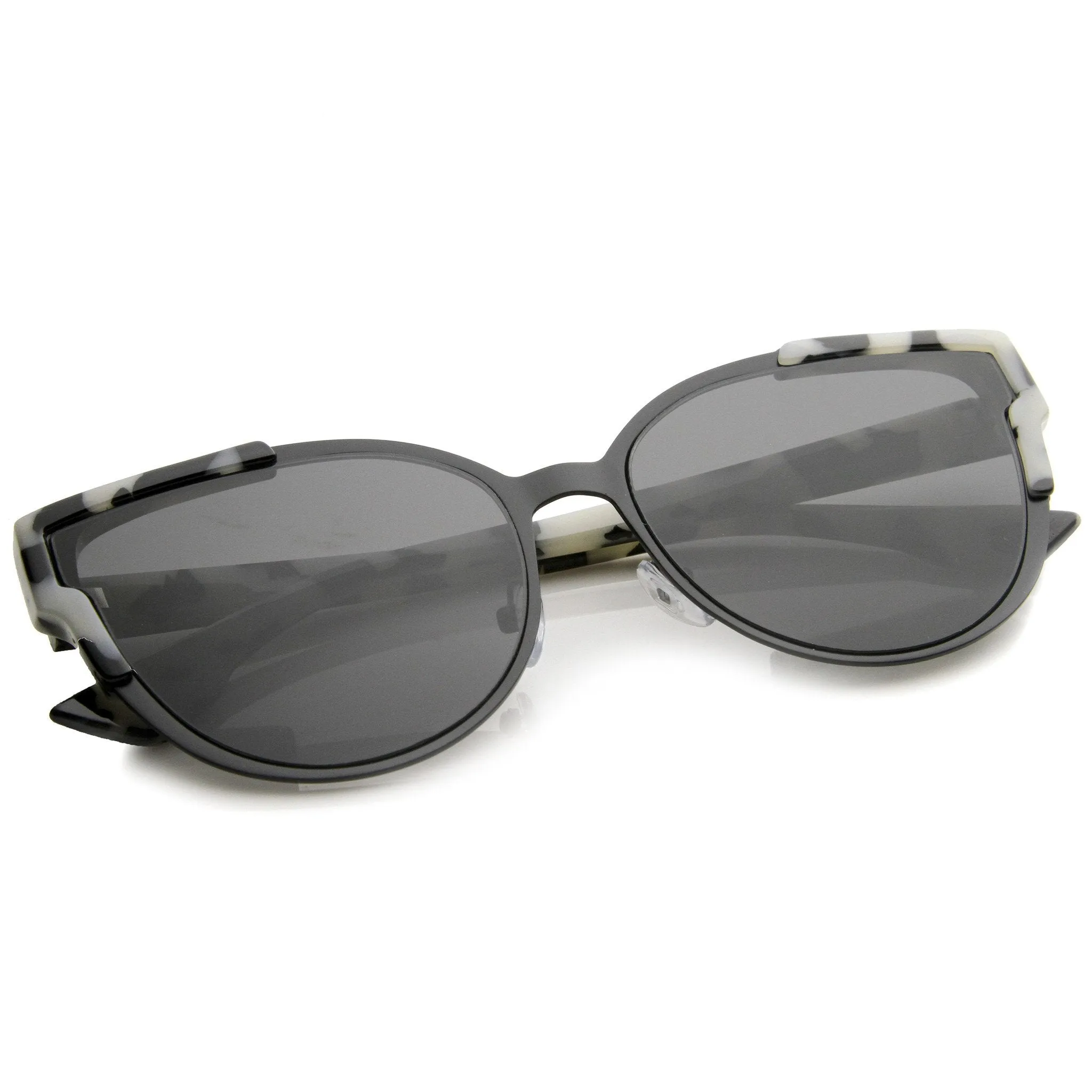 Women's Half Frame Flush Flat Lens Cat Eye Sunglasses A820