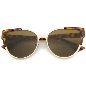 Women's Half Frame Flush Flat Lens Cat Eye Sunglasses A820