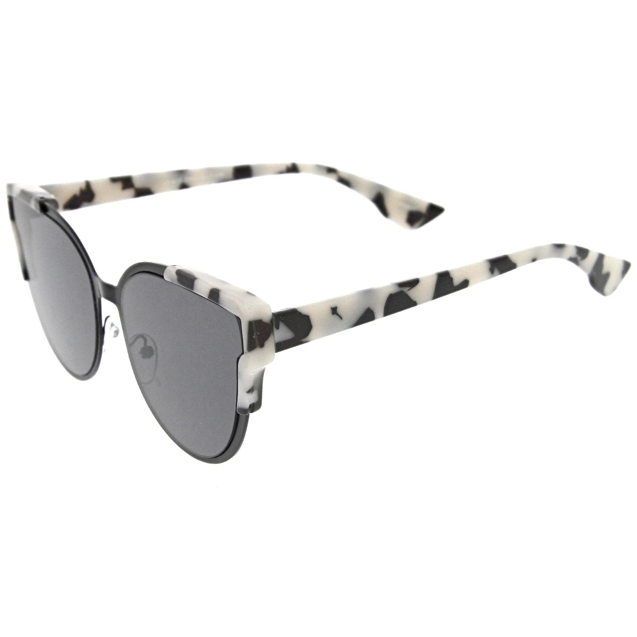 Women's Half Frame Flush Flat Lens Cat Eye Sunglasses A820