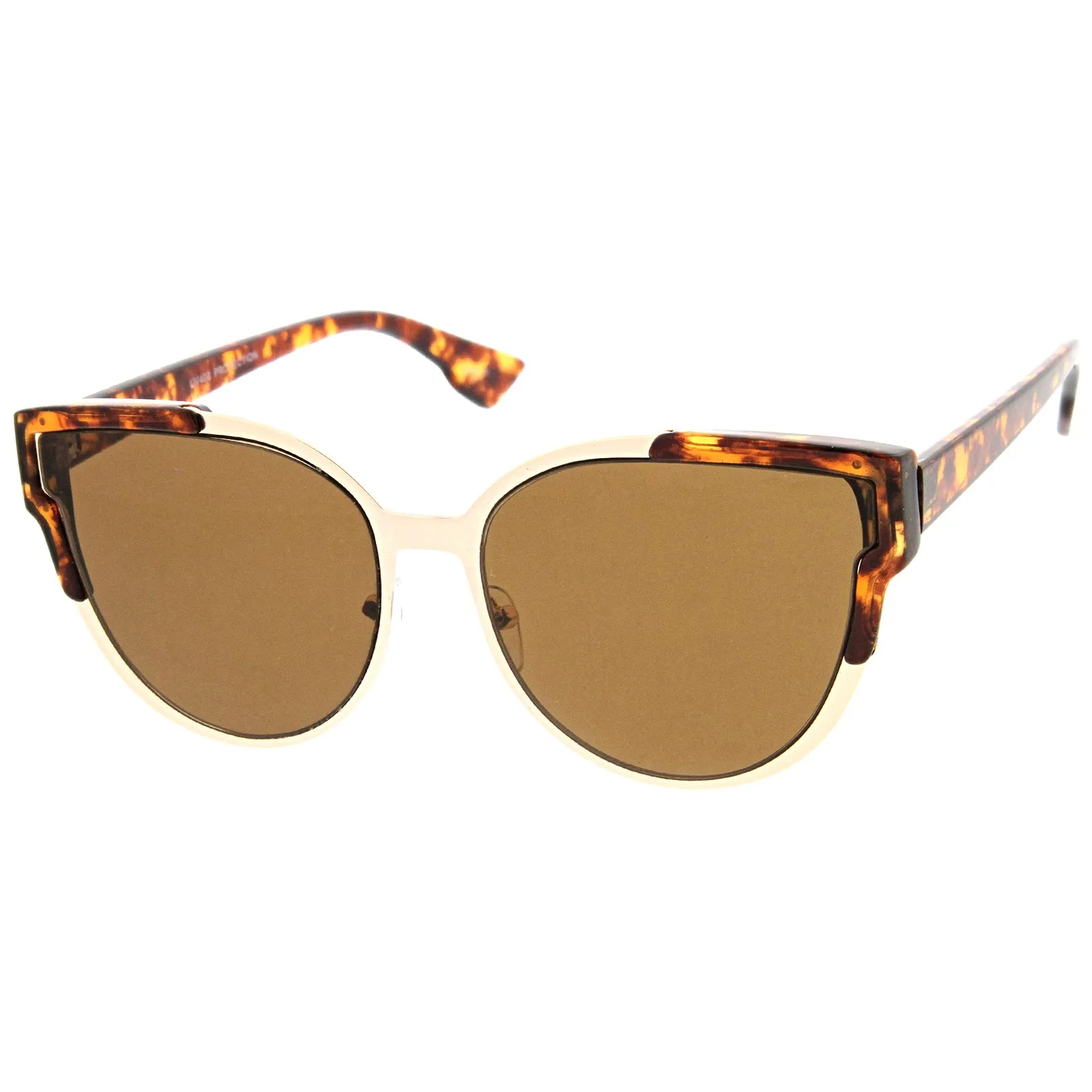 Women's Half Frame Flush Flat Lens Cat Eye Sunglasses A820