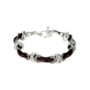 Women's Leather Link & Bead Bracelet - Wholesale