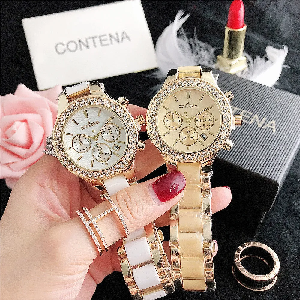 Women's Luxury White Fashion Quartz Movement Stainless Steel Watch
