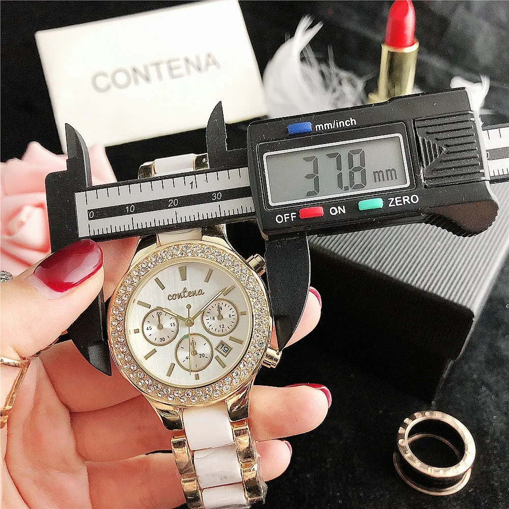 Women's Luxury White Fashion Quartz Movement Stainless Steel Watch