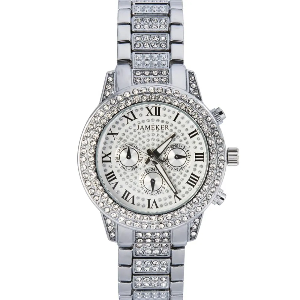 Women's Luxury White Fashion Quartz Movement Stainless Steel Watch