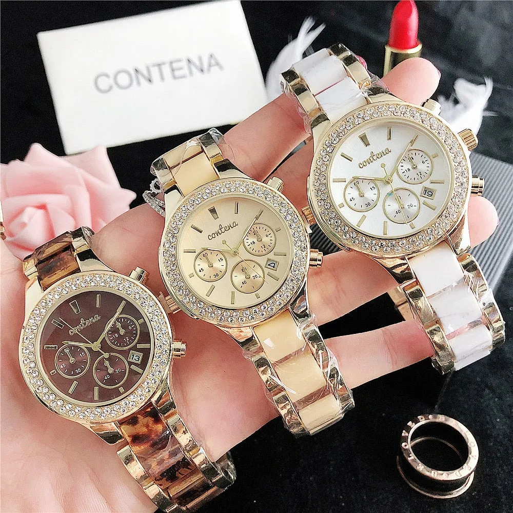 Women's Luxury White Fashion Quartz Movement Stainless Steel Watch