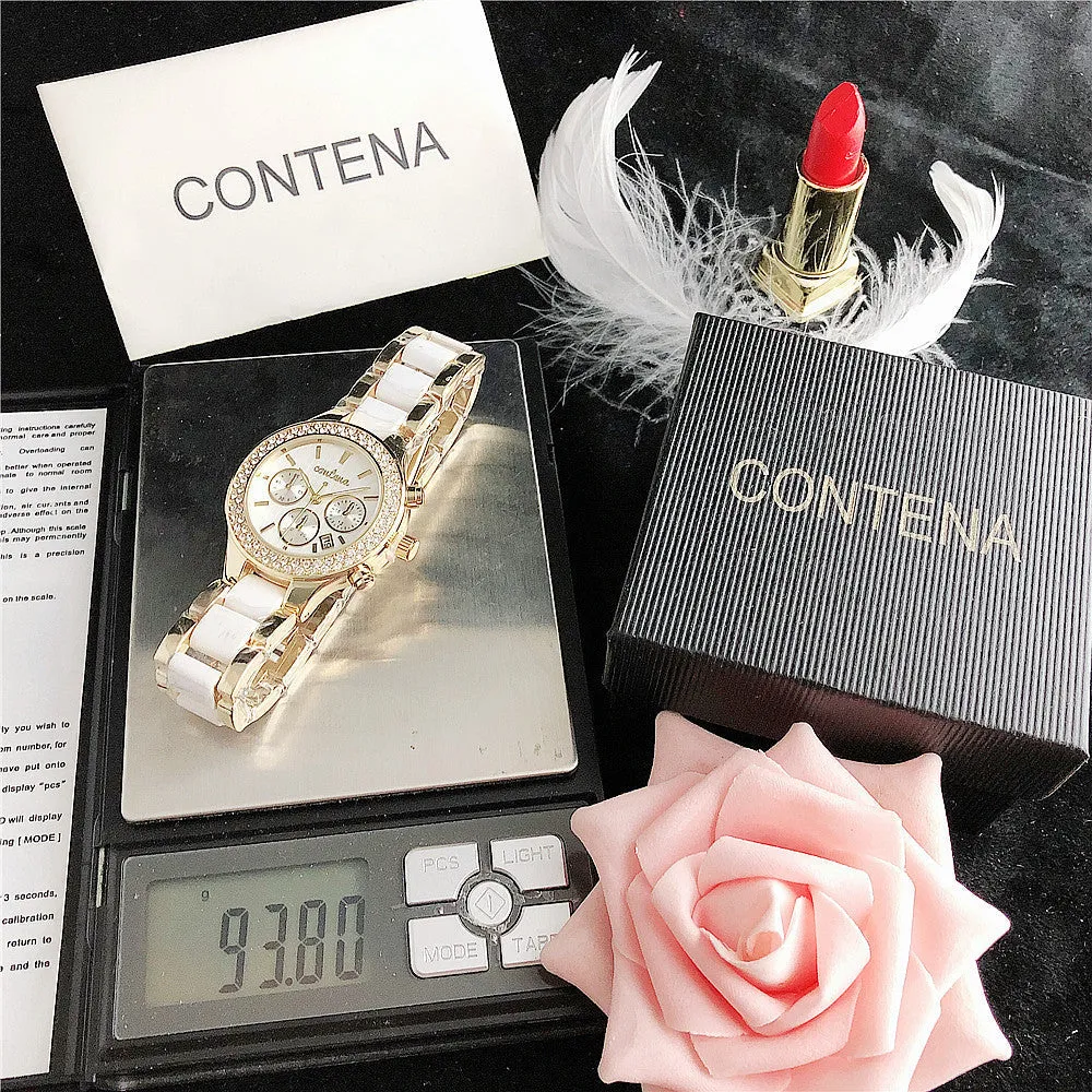 Women's Luxury White Fashion Quartz Movement Stainless Steel Watch