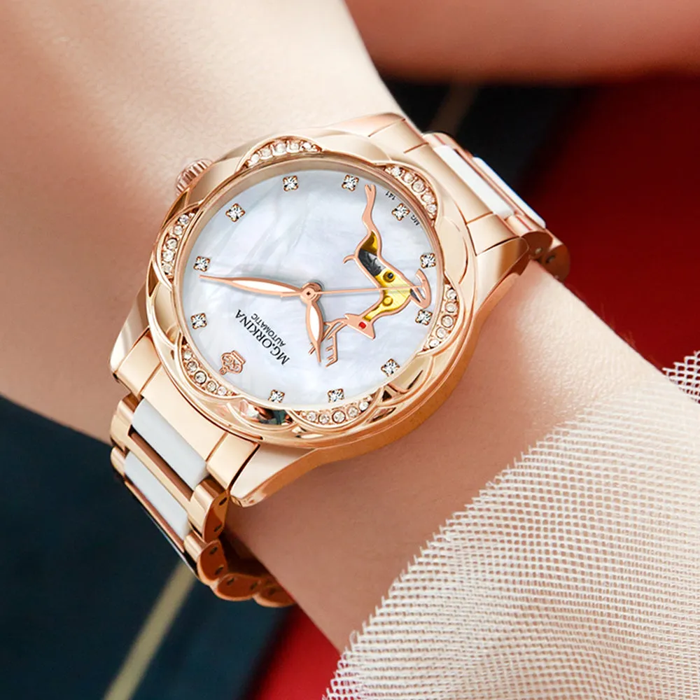 Women's Stainless Steel Crystal Diamond Luminous Hands WristWatch