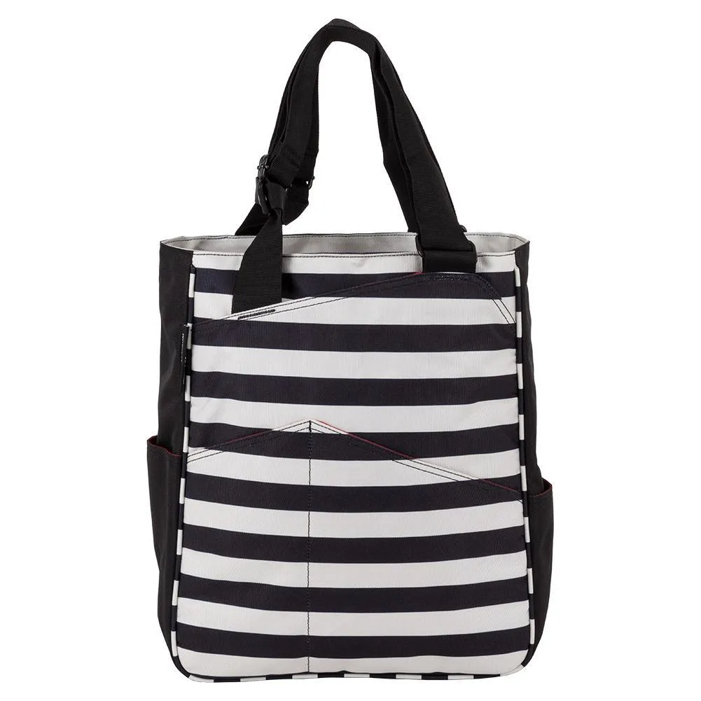 Women's Tennis Tote Stripes Black and Coconut
