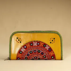 Yellow - Kutch Embroidery Cotton Handmade Leather Wallet 37