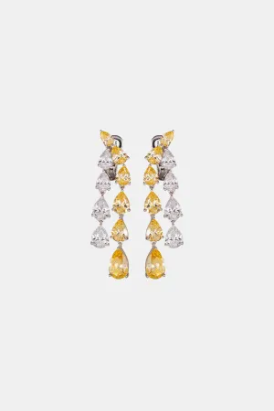 Yellow Lab Grown Diamond Pear Dangle Earrings