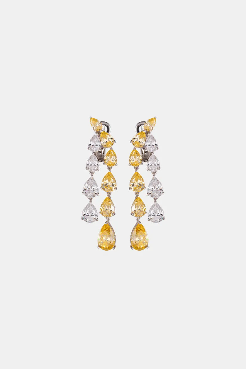 Yellow Lab Grown Diamond Pear Dangle Earrings