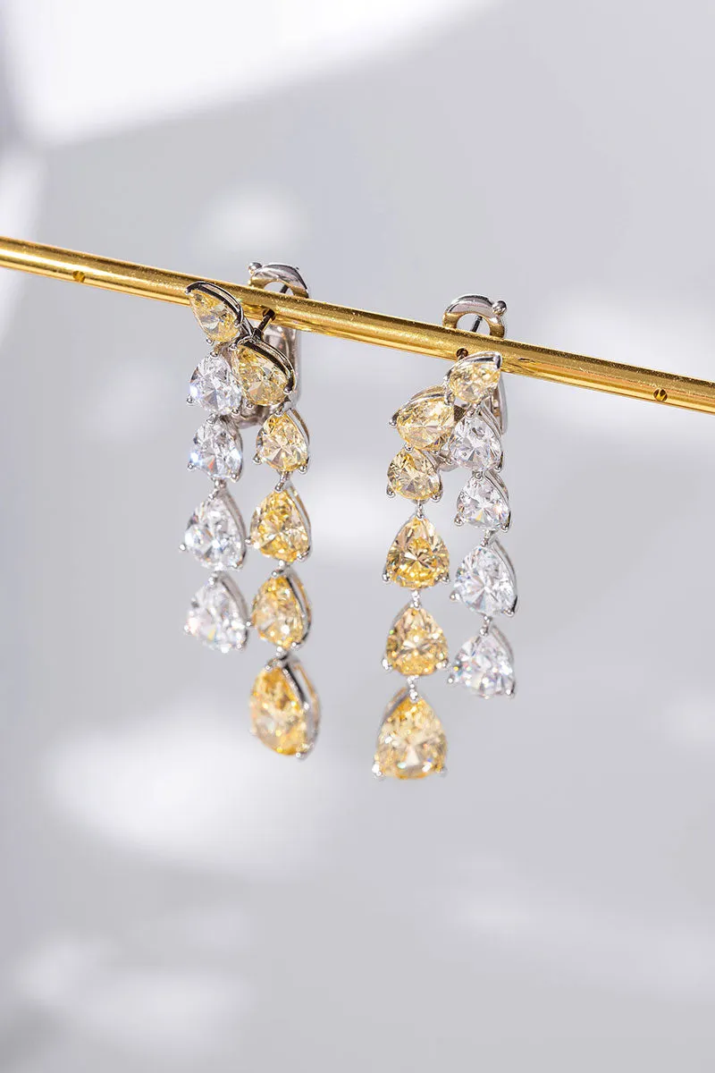Yellow Lab Grown Diamond Pear Dangle Earrings