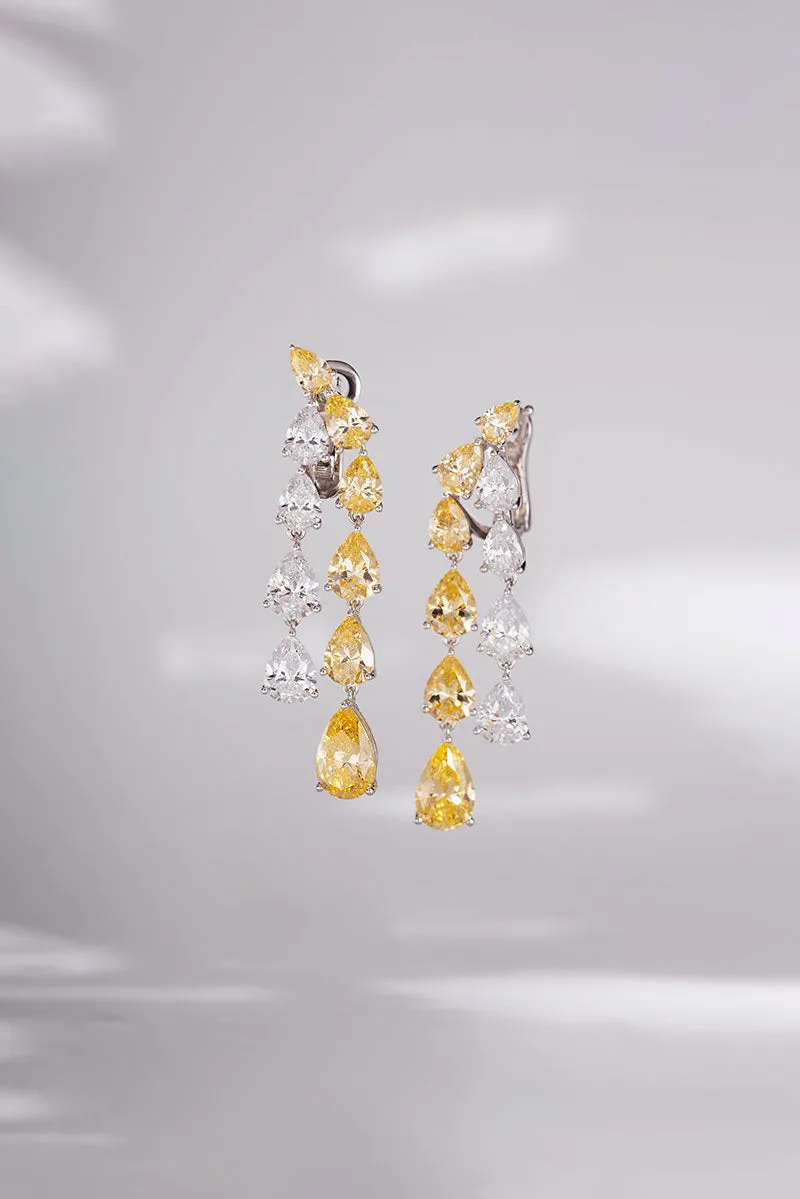 Yellow Lab Grown Diamond Pear Dangle Earrings