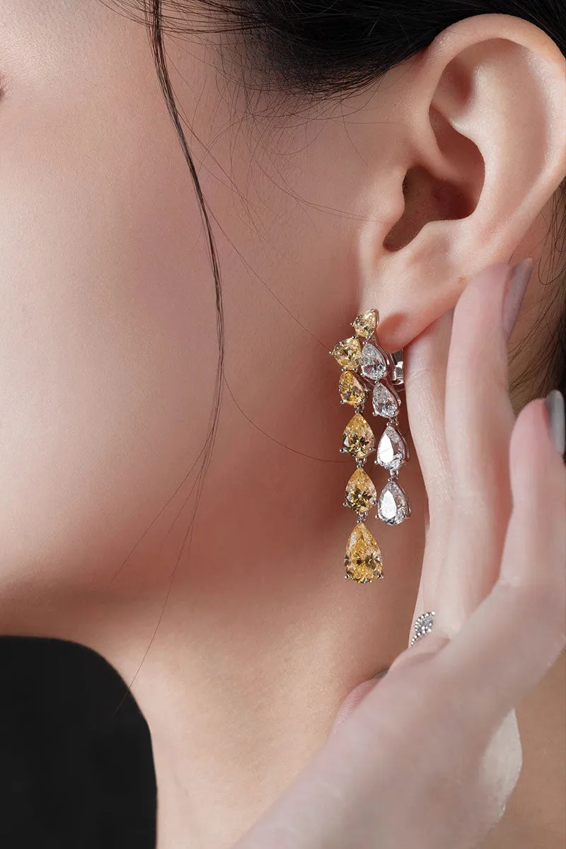 Yellow Lab Grown Diamond Pear Dangle Earrings